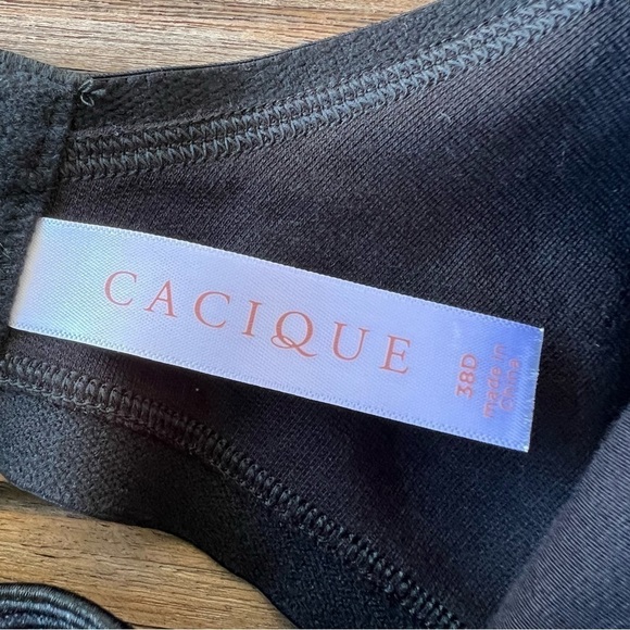 Cacique Cotton Collection Black Unlined Demi Bra 38D NWT - Picture 8 of 9
